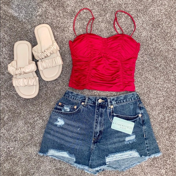 BELLA neon red corset crop top - Picture 2 of 2